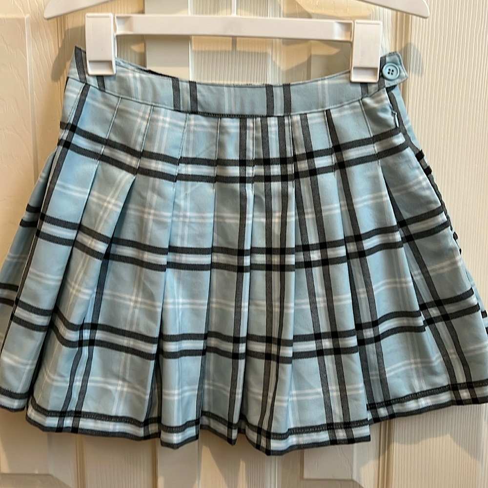 Light Blue Pleated Mini Skirt